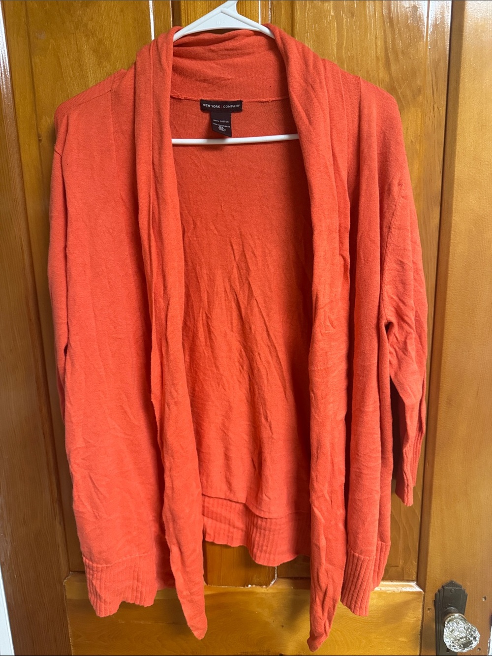 New York & Company Coral Open-Front Cardigan